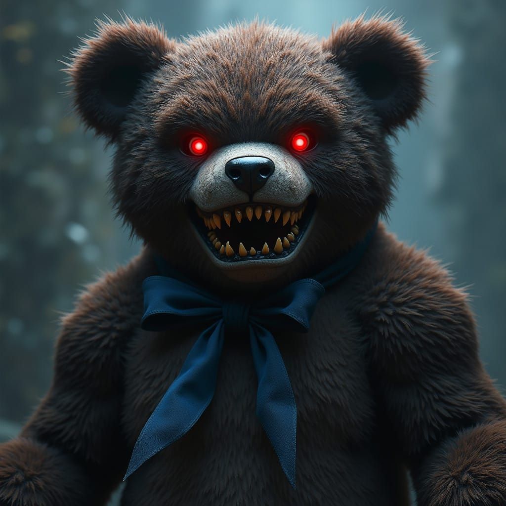 Monstrous Teddy Bear in Dark Fantasy Style