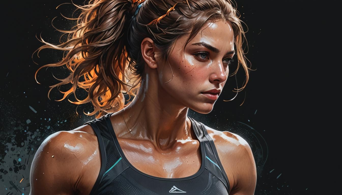 Detailed Pencil Portrait of a Fit Woman