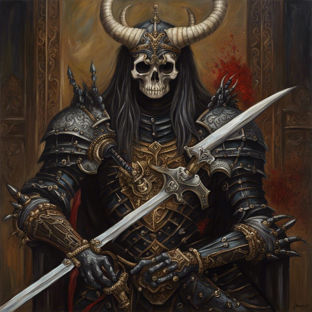 Gothic Skeleton Knight in Ornamental Armor