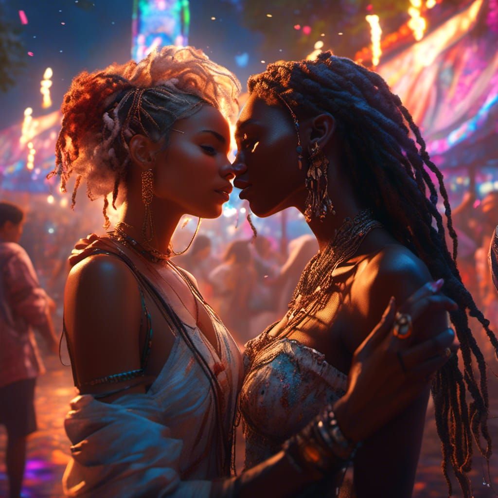 Y2K New Year's Kiss, Hyperdetailed Concept Art