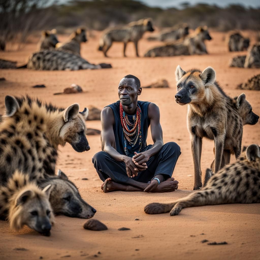 Man and Hyenas Share Silent Language