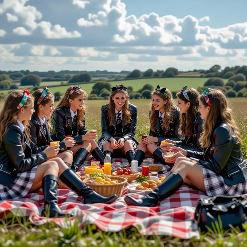 Schoolgirls in Black Leather Boots Enjoy a Dramatic Normandy...