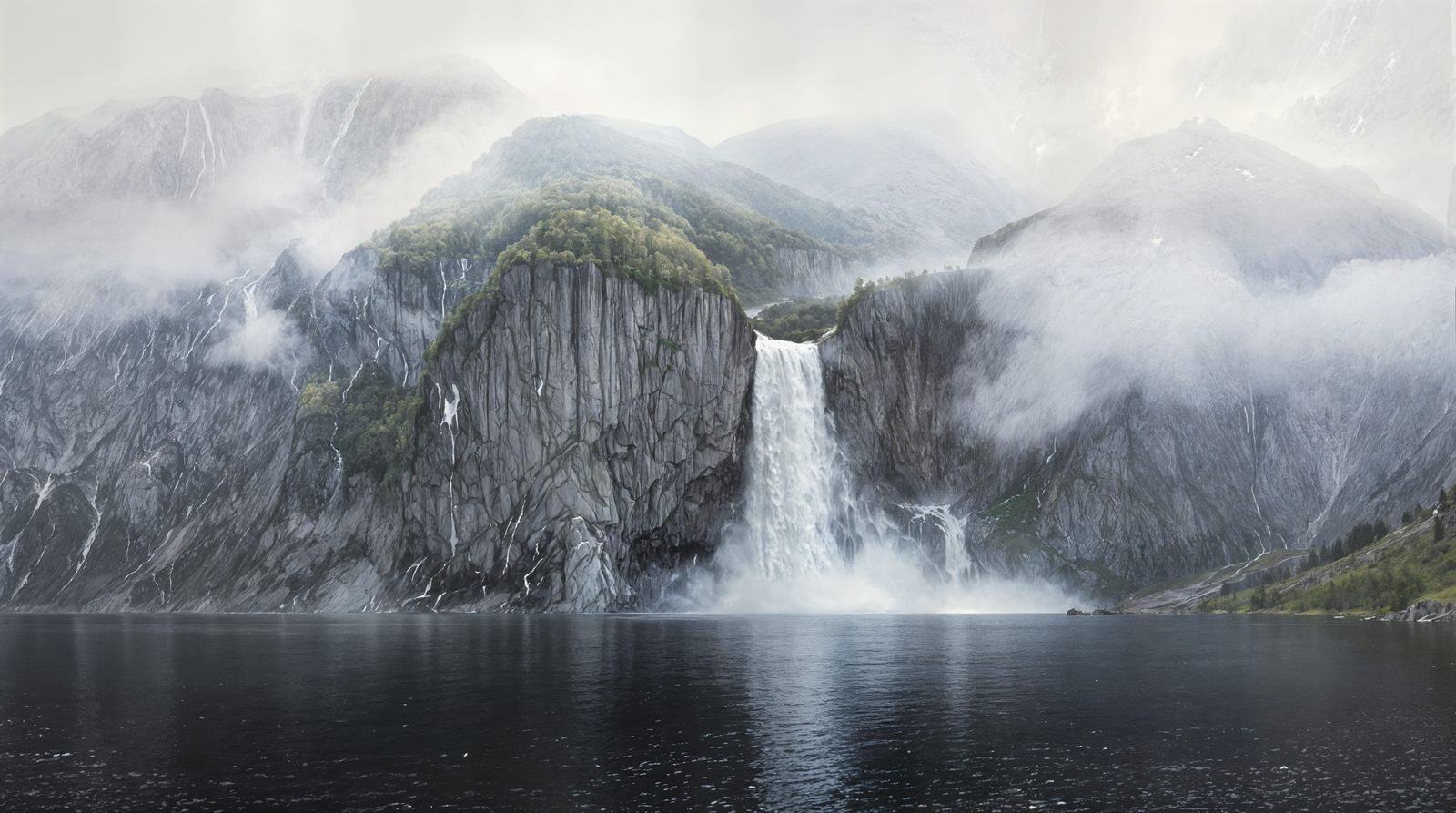 Dramatic Fjord Landscape Painting