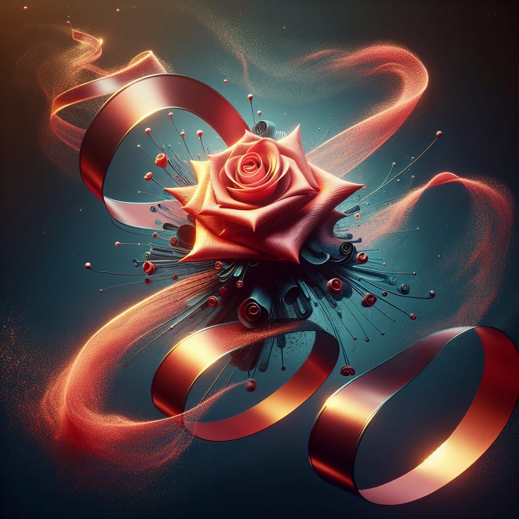 Ribbon Rose Metamorphosis: An Enchanting Matte Painting
