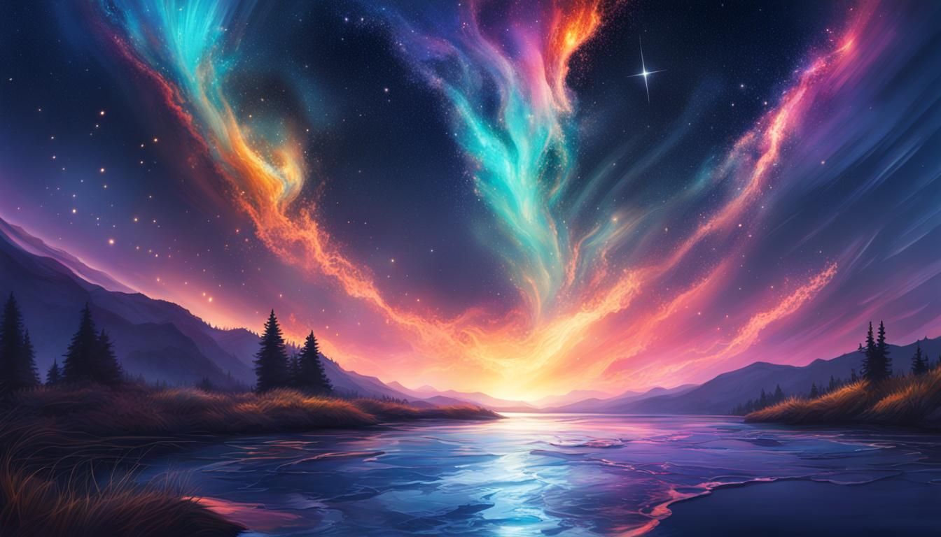 Breathtaking Starlit Night Sky in Hyperrealistic Splash Art