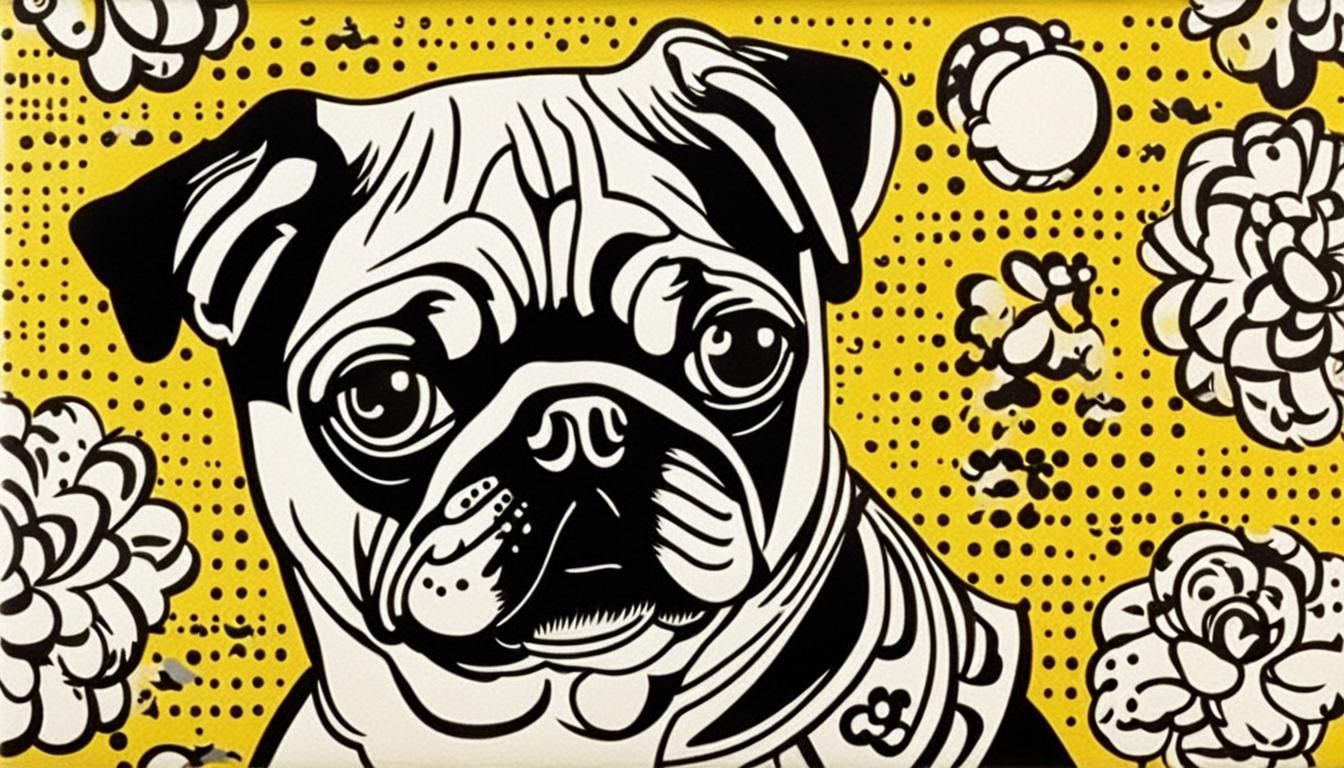 Pop Art Pug Portrait in Lichtenstein Style