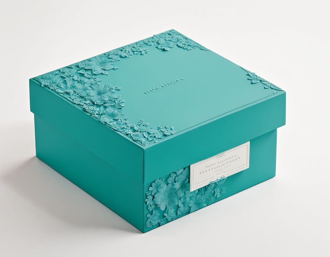Hyperrealistic Paper Gift Box with Intricate Floral Pattern
