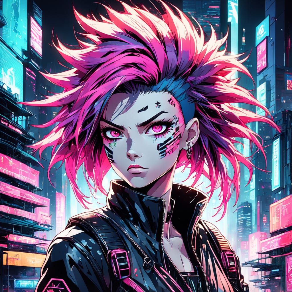 Cyberpunk Punk Lady in Ghost in the Shell Style