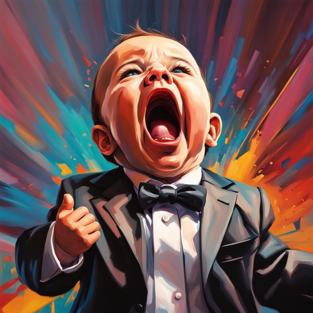 Hyperrealistic Baby Opera Scream in Splash Art Style
