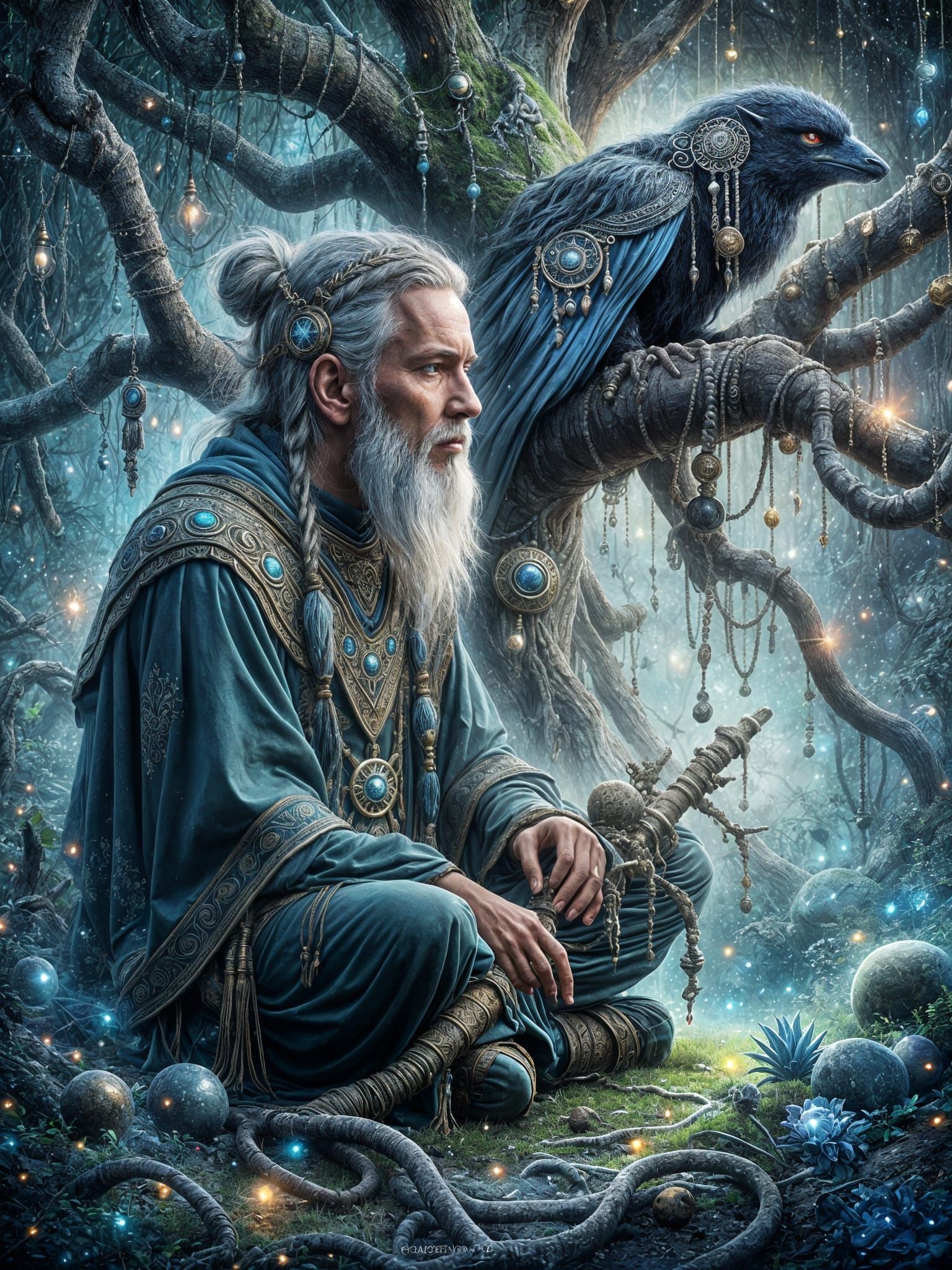 Toby One Kenobi Meditates Amidst Ancient Cosmic Roots