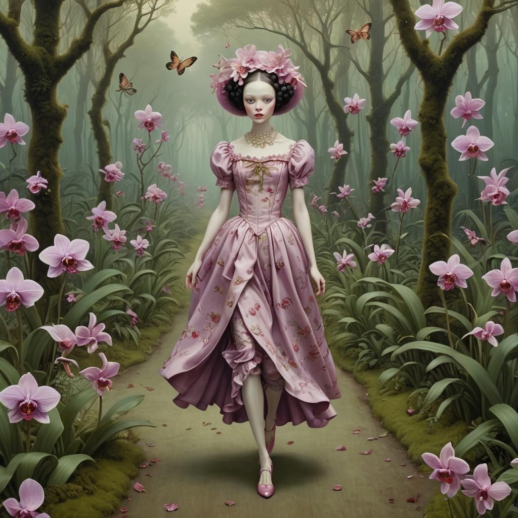 Runner in Orchid Forest: Surrealist Portrait