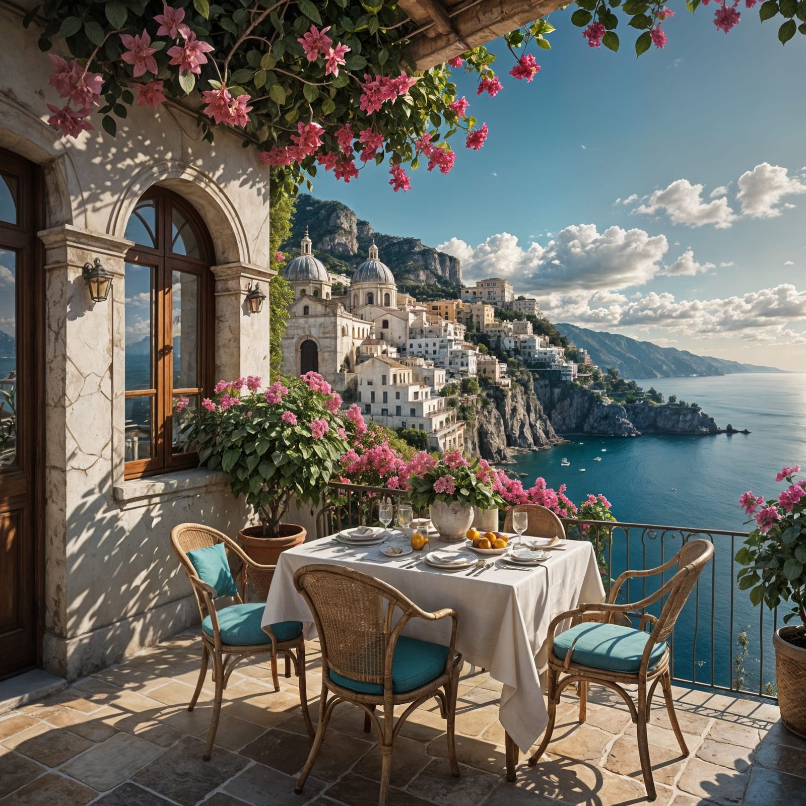 Italian Bistro Scene During Golden Hour