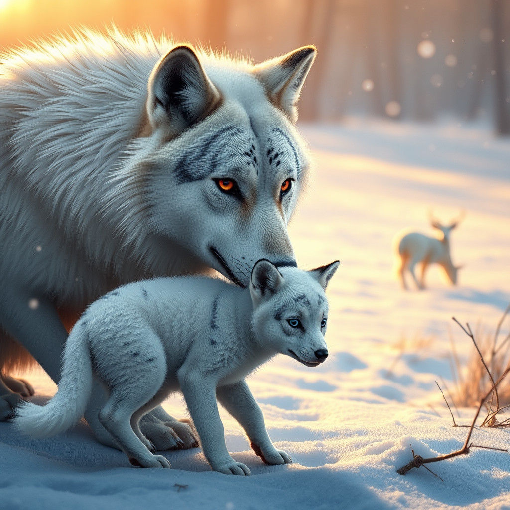 Wolves Stalking Deer in Winter Wonderland