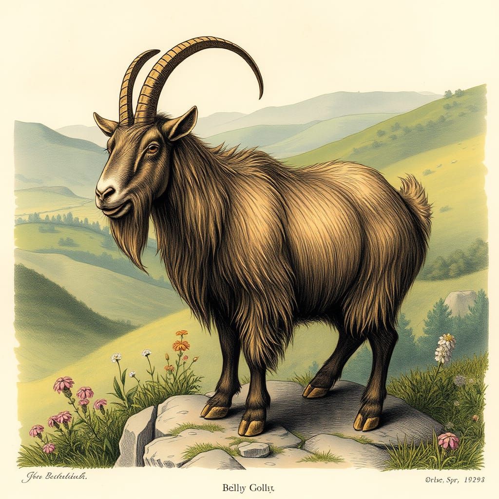 Rustic Billy Goat in Verdant Landscape