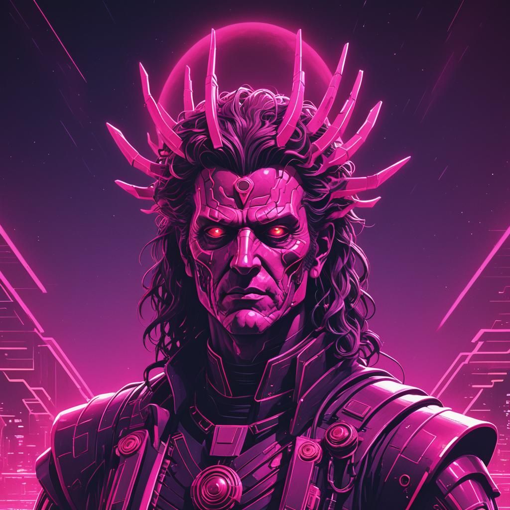 Synthwave Neon Cronos in Retro Style