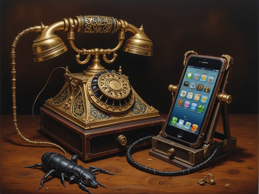 iPhone Beside Vintage Rotary Phone