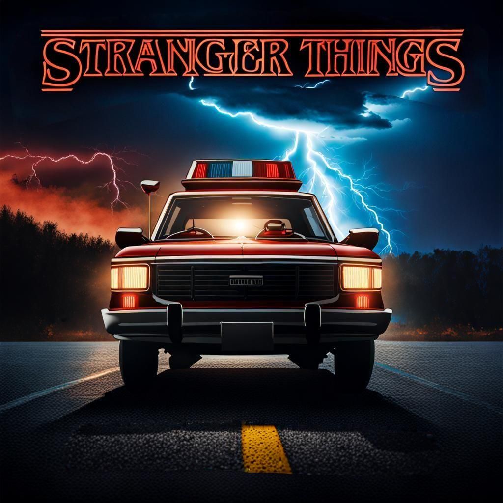 Eerie Lightning Strikes Dark Highway Scene