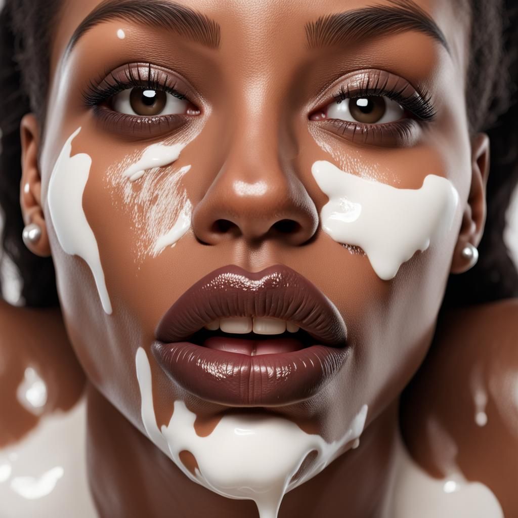 Black woman covered in milk 2