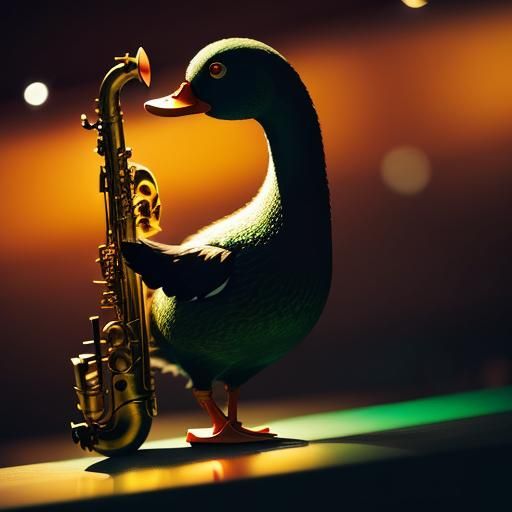 Duck Saxophonist in Smoky Jazz Club: Retro Photography