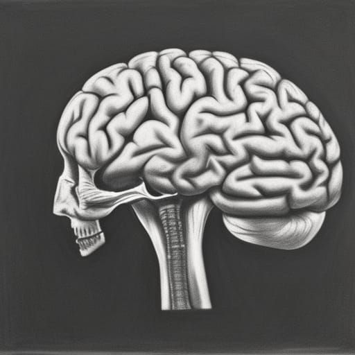 Hyperdetailed Charcoal Drawing of a Brain