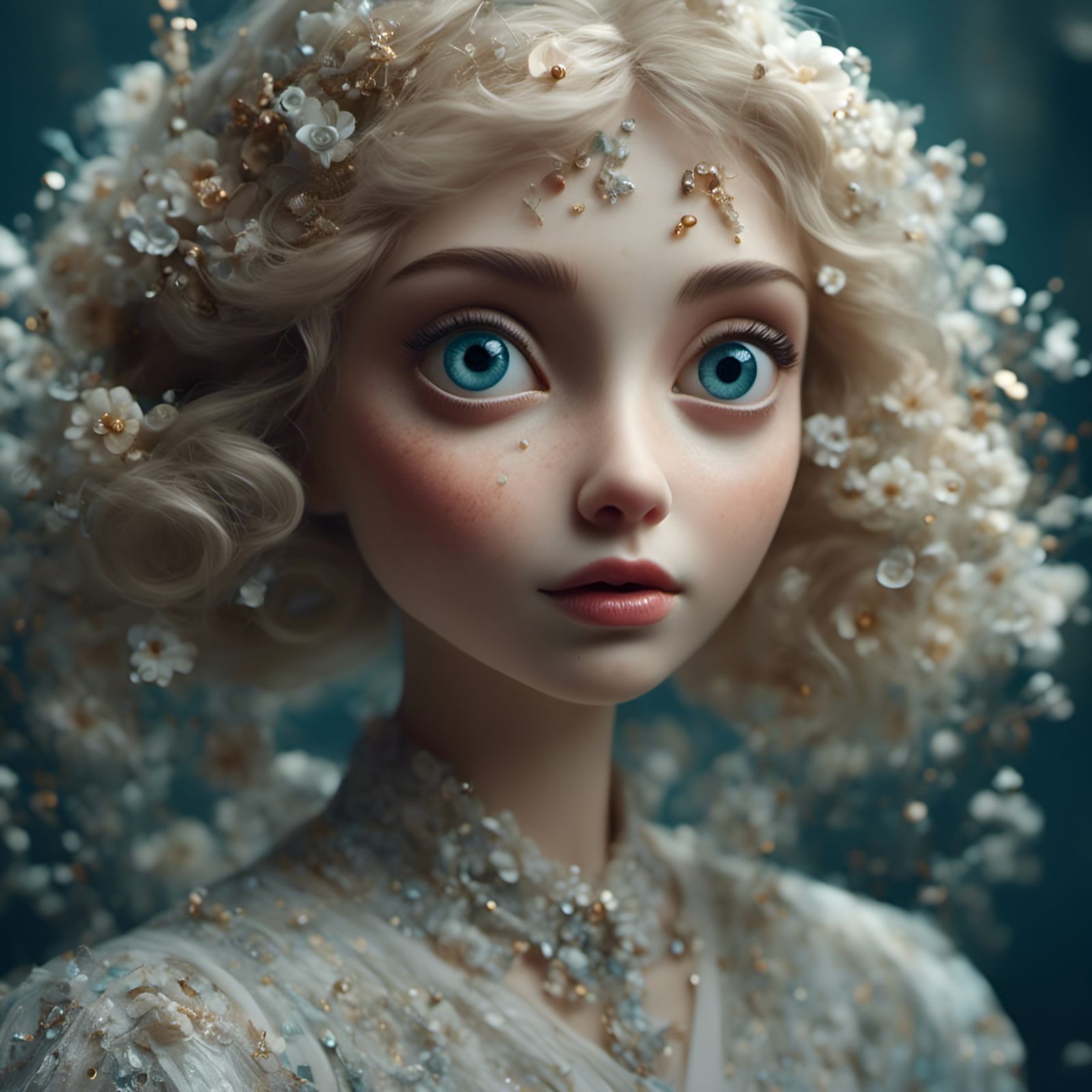 Anya Taylor-Joy Hyperreal Portrait with Large Eyes