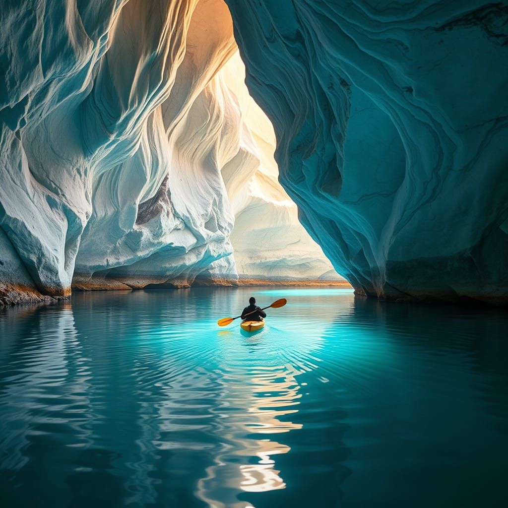 Ethereal Chilean Marble Caves Reflected in Turquoise Waters