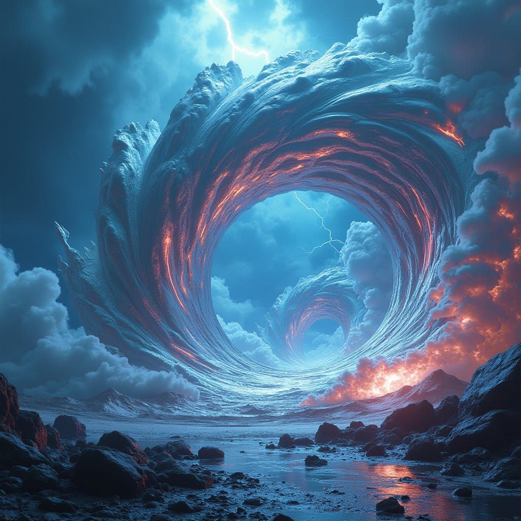 Iridescent Liquid Metal Storm in Hyper-Realistic 3D