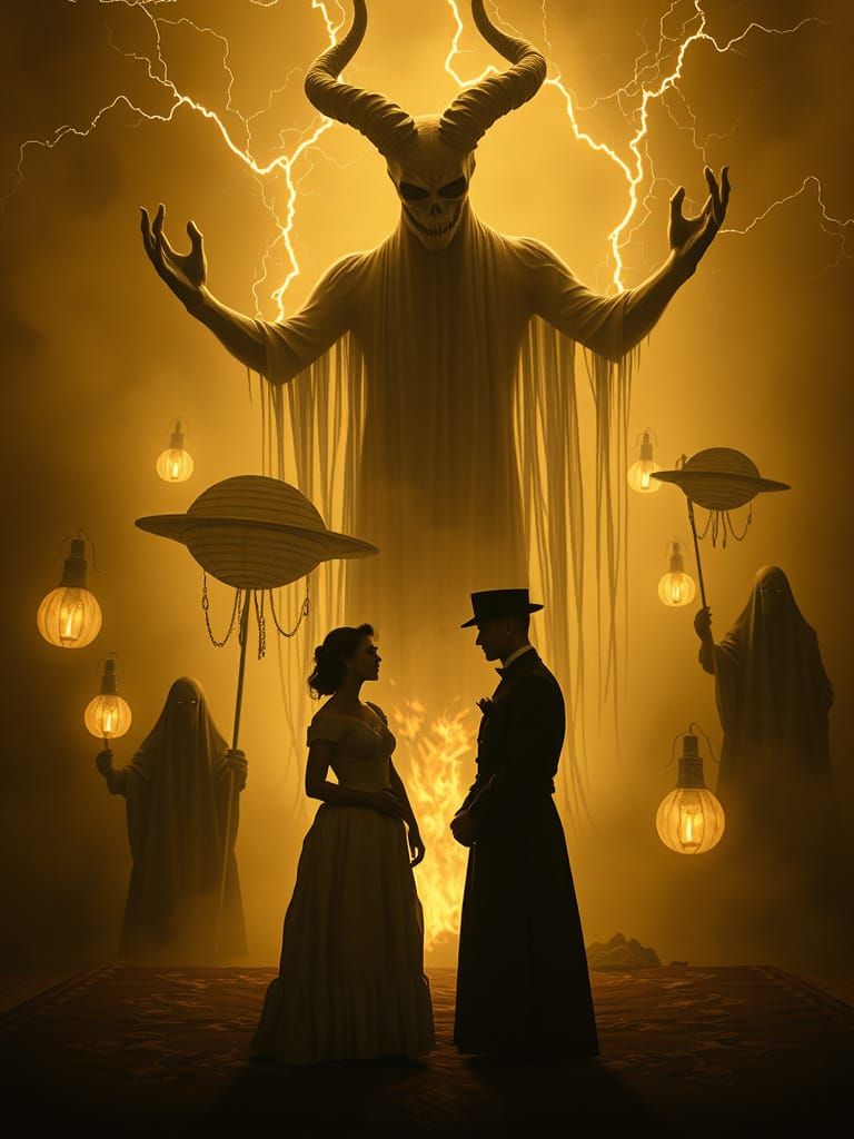 Ethereal Mourning in a Haunting, Sepia-Toned Realm