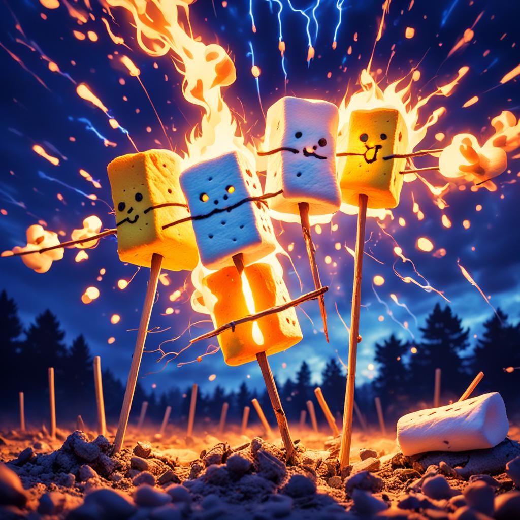 Lightning Strikes Marshmallows: Dramatic Kinetic Pointillism