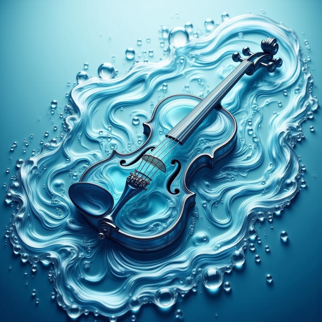 Water Violin with Ascending Musical Bubbles