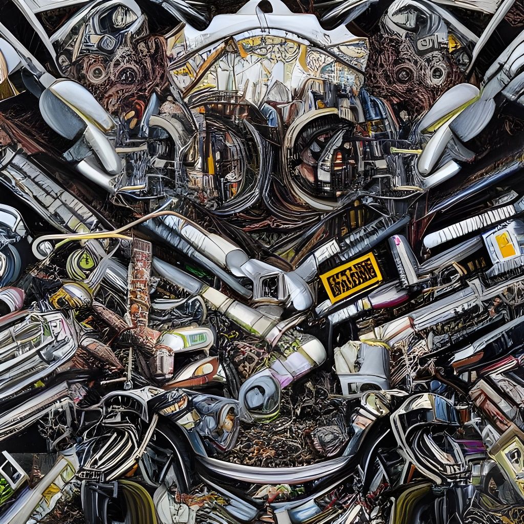 Hyperdetailed Scrapyard Art Inspired by Contemporary Masters