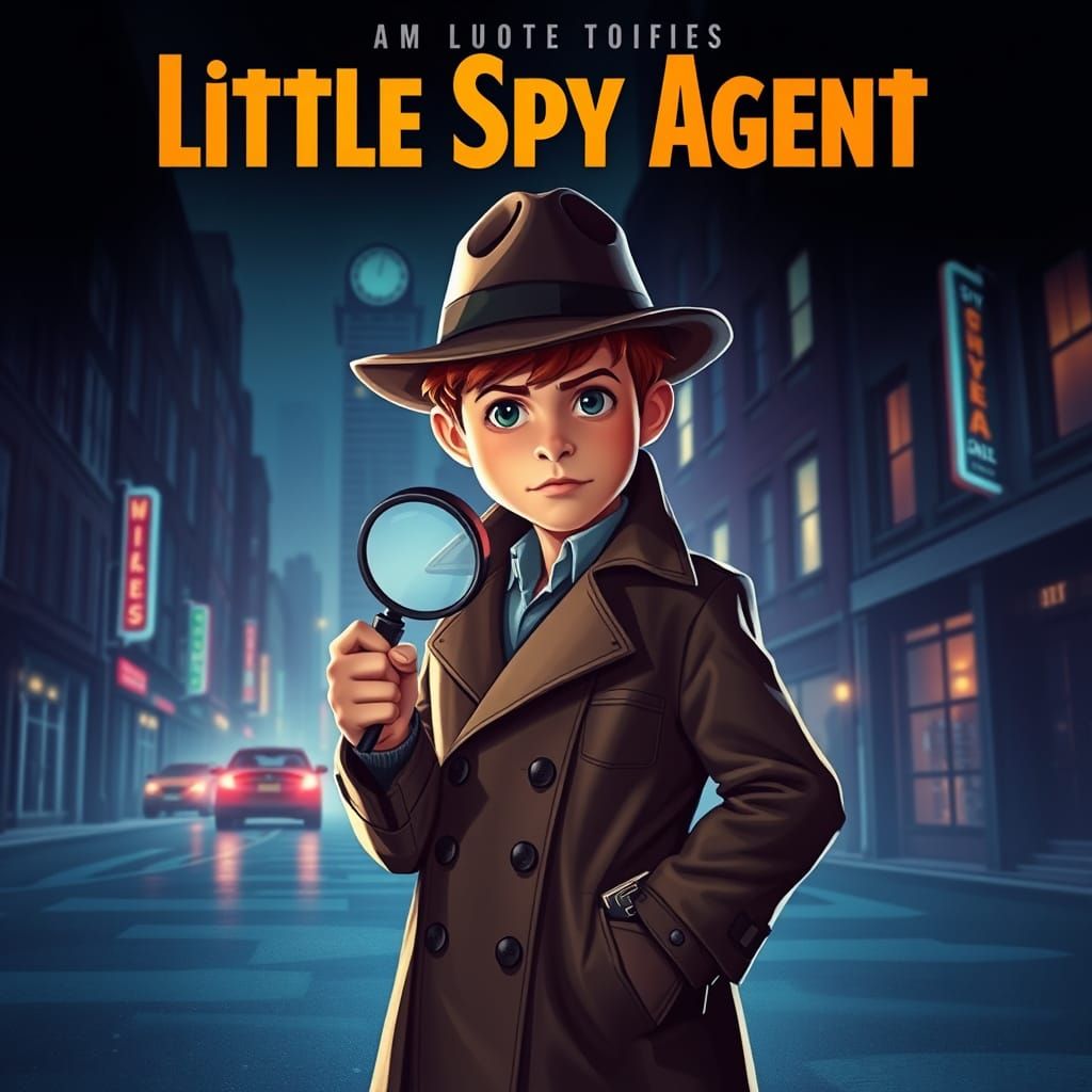 Little Spy Agent Movie Poster in Film Noir Style