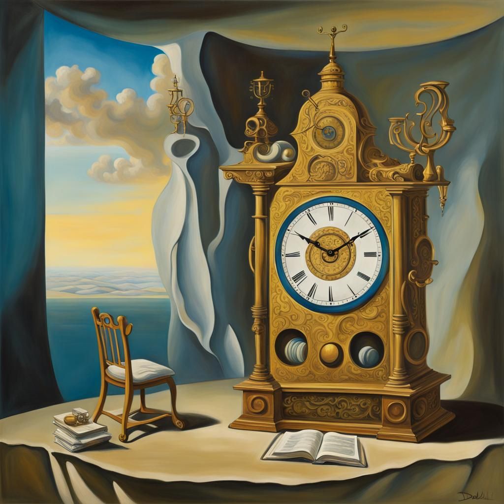 Surreal Jewish Clock Studies Torah in Dali Style