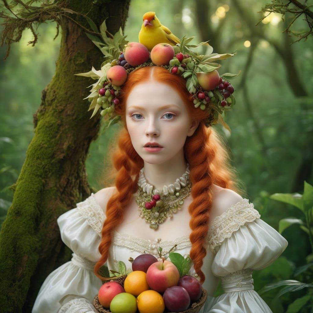 Enigmatic Albino Beauty in Whimsical Forest Realm