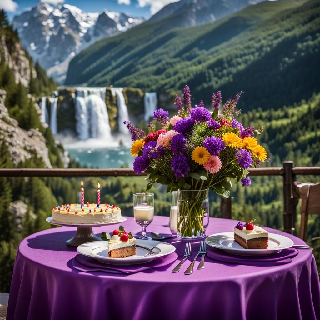Birthday Cake with Mountain View
