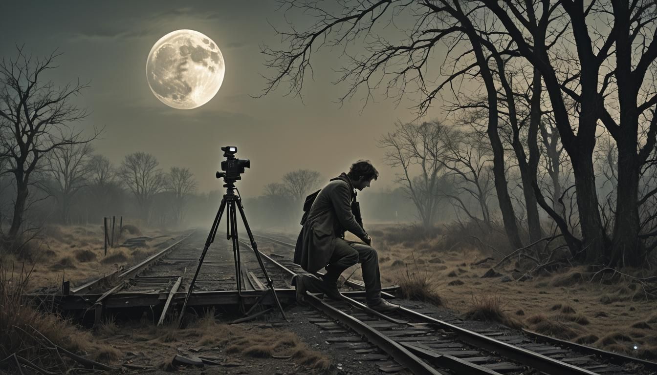 Photographer Captures Moonlit Abandoned Tracks: Etching Styl...