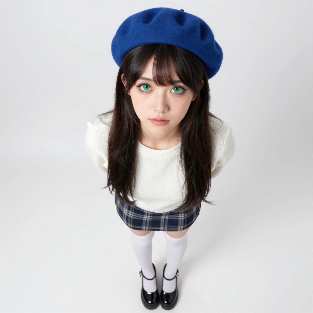 Woman in Plaid Miniskirt and White Sweater