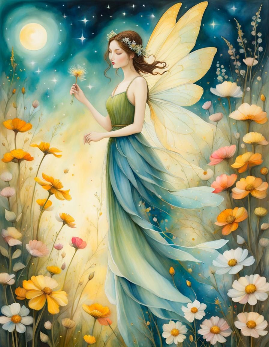 Fairy in a field of flowers