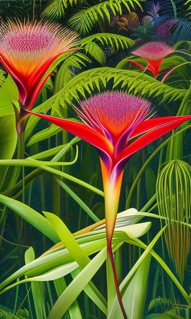 Woman-Heliconia Hybrid on Stargazing Platform