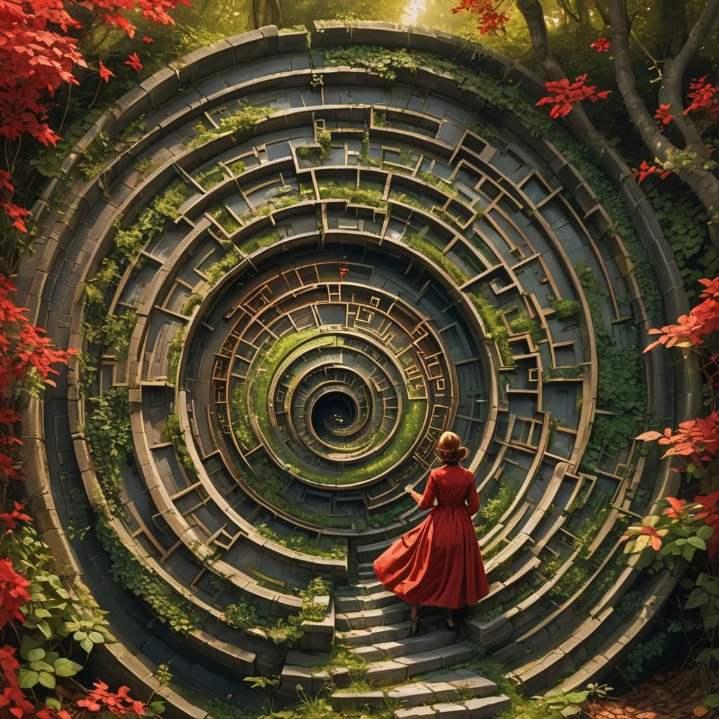 Whimsical Morning: Woman by Winding Stream