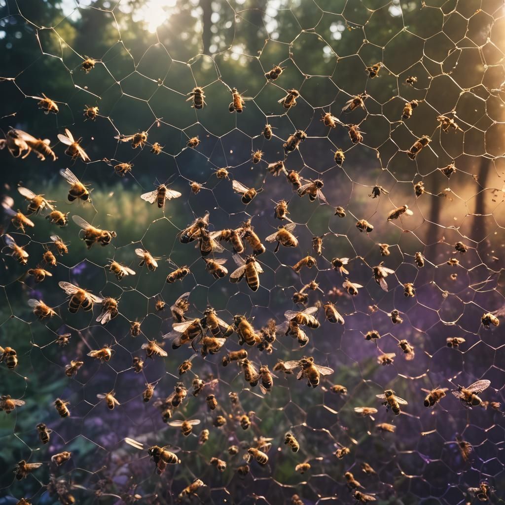 Bees Dancing at Night: A Cinematic Macro Photograph