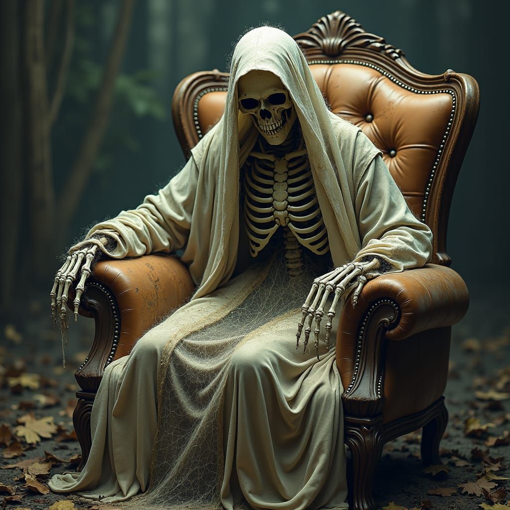 Eerie Skeleton in Baroque Biomechanical Style