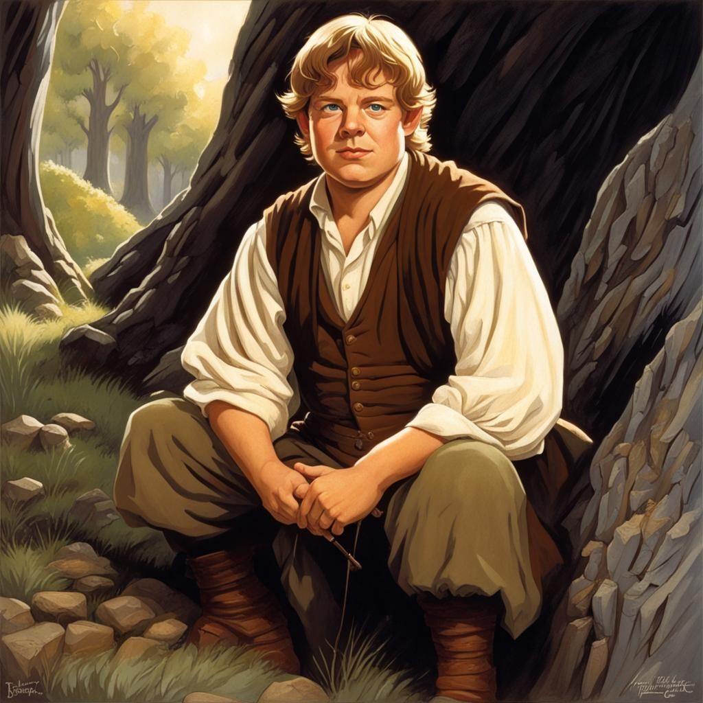 Samwise Gamgee Portrait in Fantasy Art Style