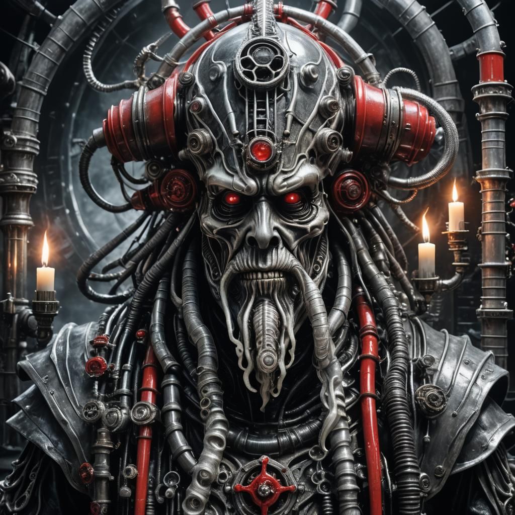 Biomechanical Santa Claus Portrait in Giger Style