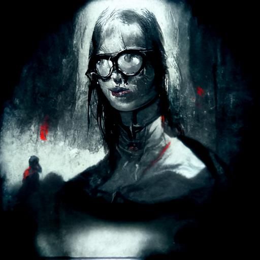 Sinister Girl with Glasses, Greg Rutkowski Style