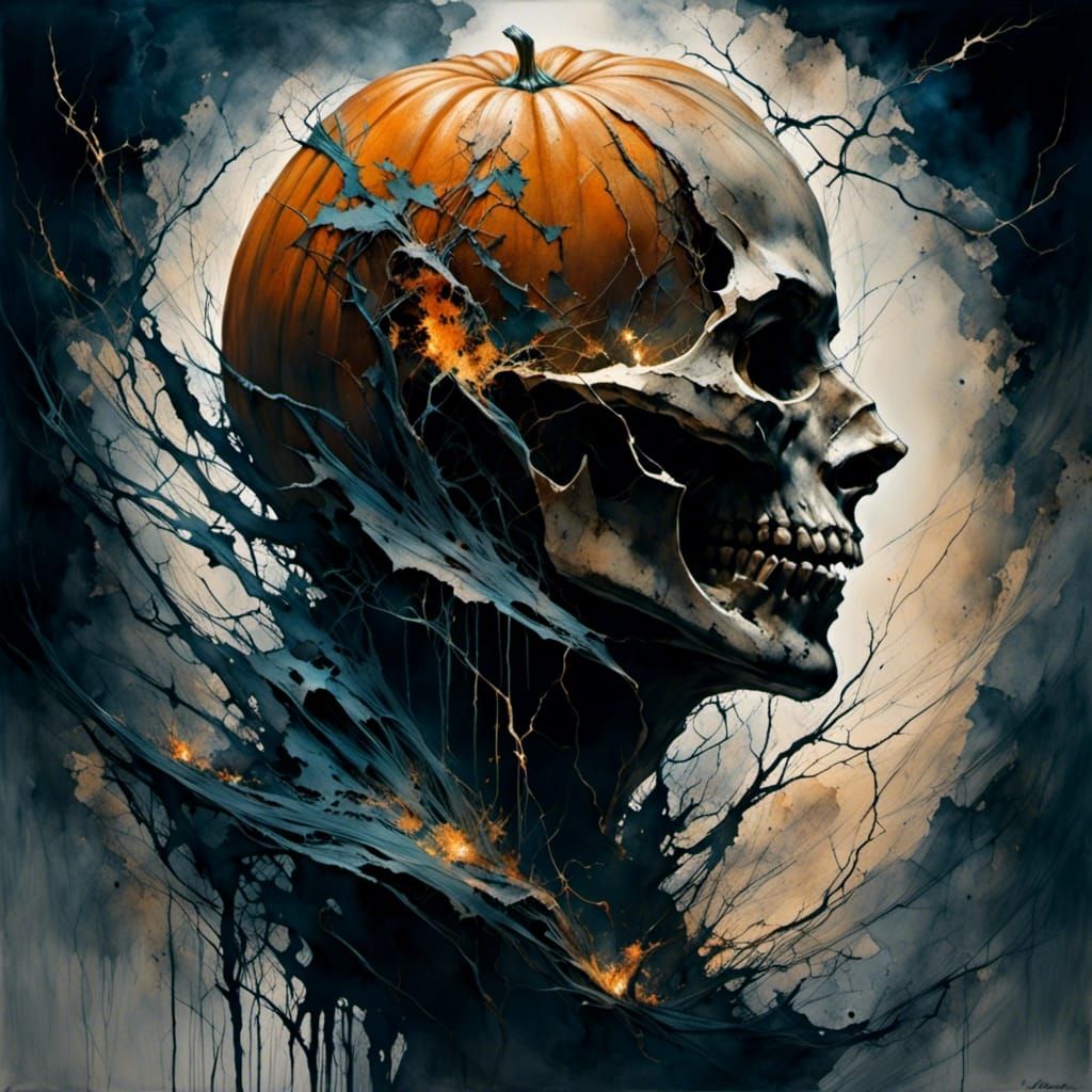Eerie Jack-o'-Lantern with Dark Halloween Aesthetic