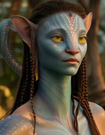 Photorealistic Portrait of a Female Na'vi Character