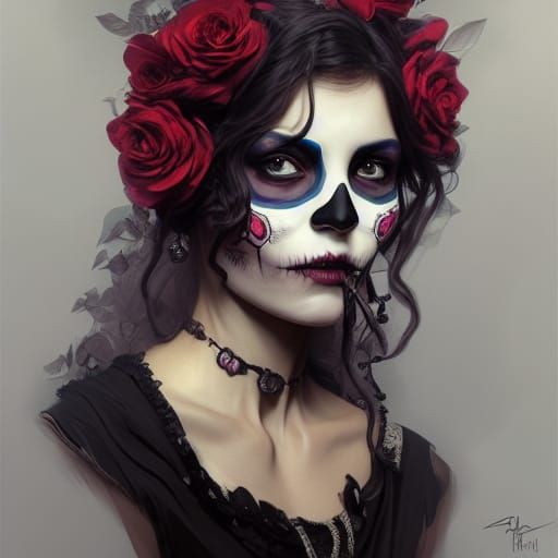 Dia de los Muertos Black Rose Portrait