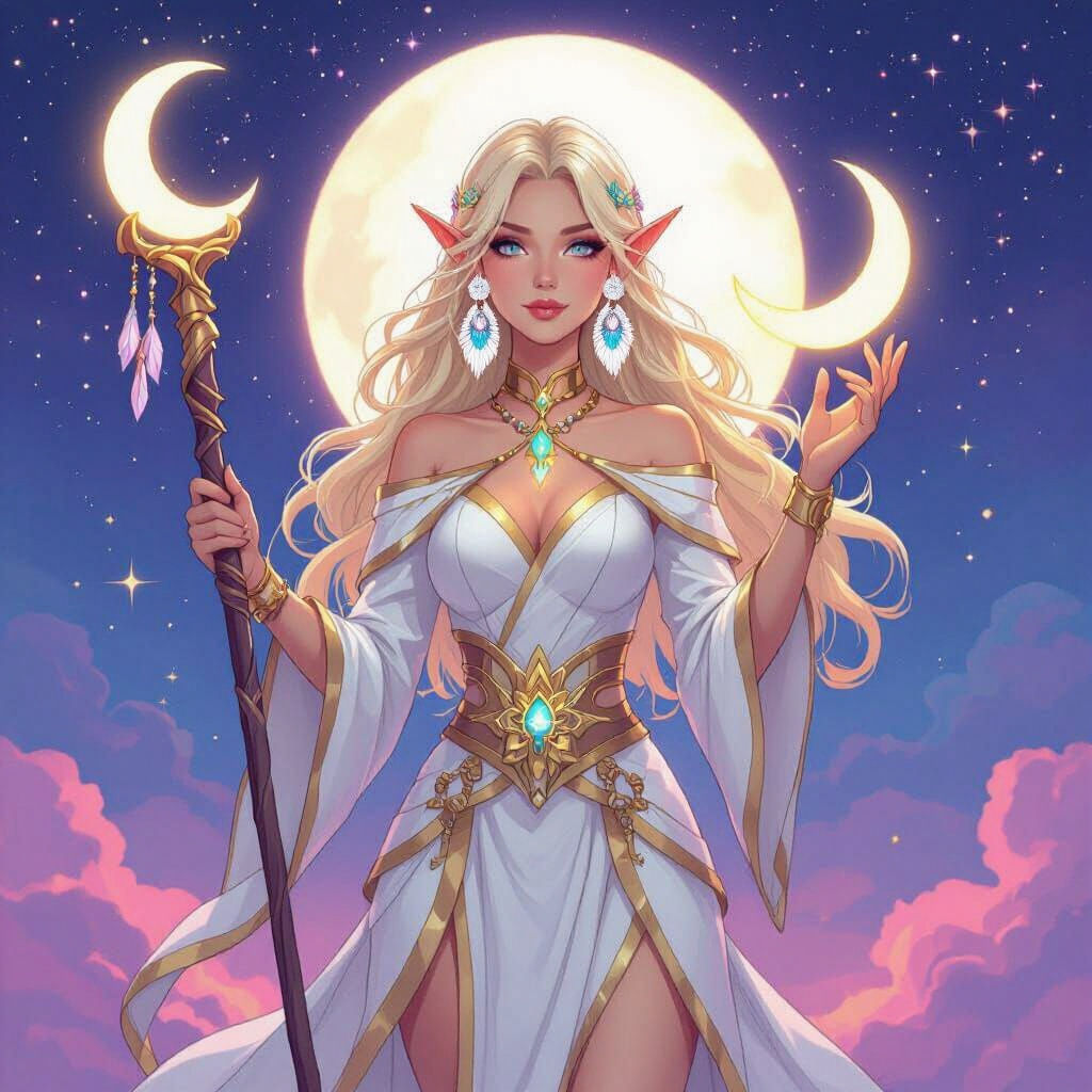 Blood Elf Priestess in Starry Night Sky