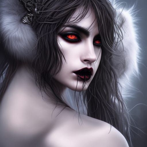 Glamorous Gothic Female Werewolf Fantasy Art